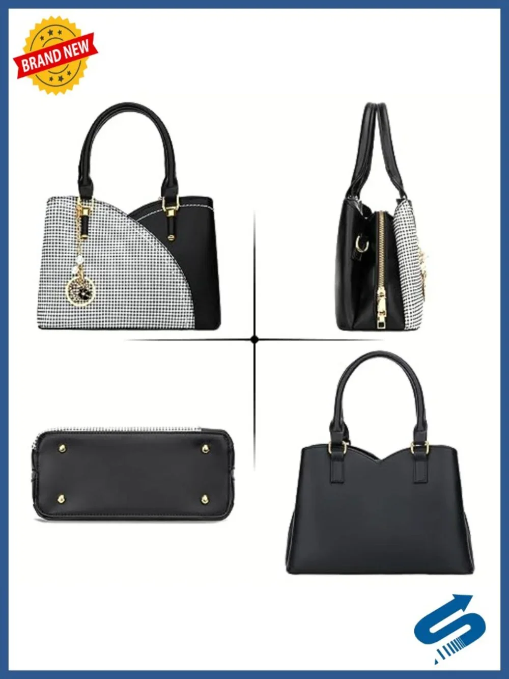 Vegan Leather Triple Compartment Satchel Handbag for Women